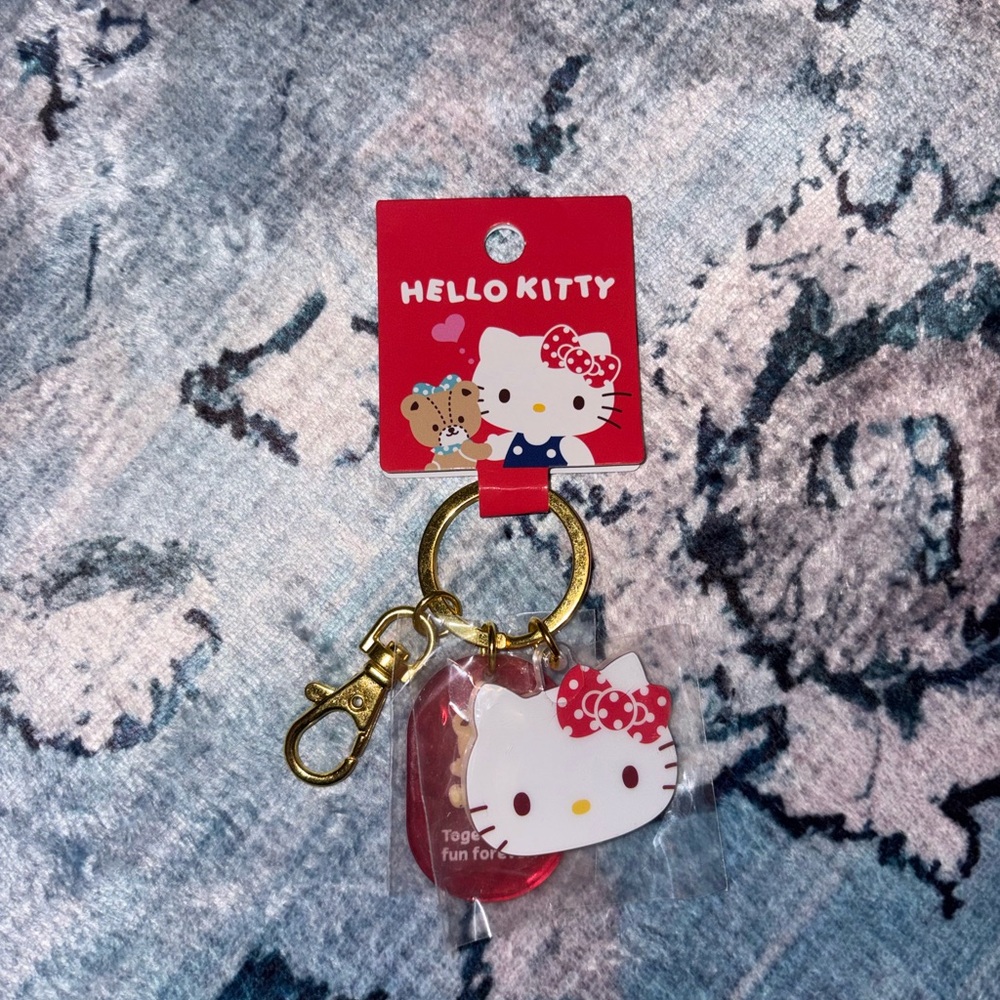 Sanrio Hello Kitty Gold and Red Keychain